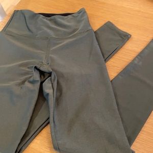 Army green glossy leggings